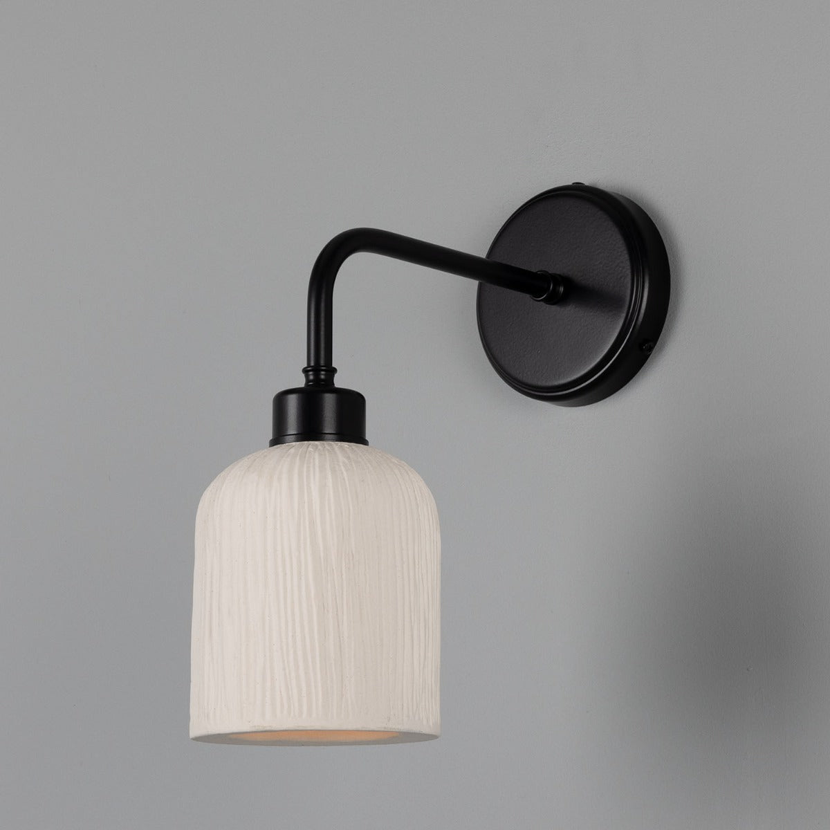 Osier Organic Ceramic Wall Light, Matte White Striped - Main View