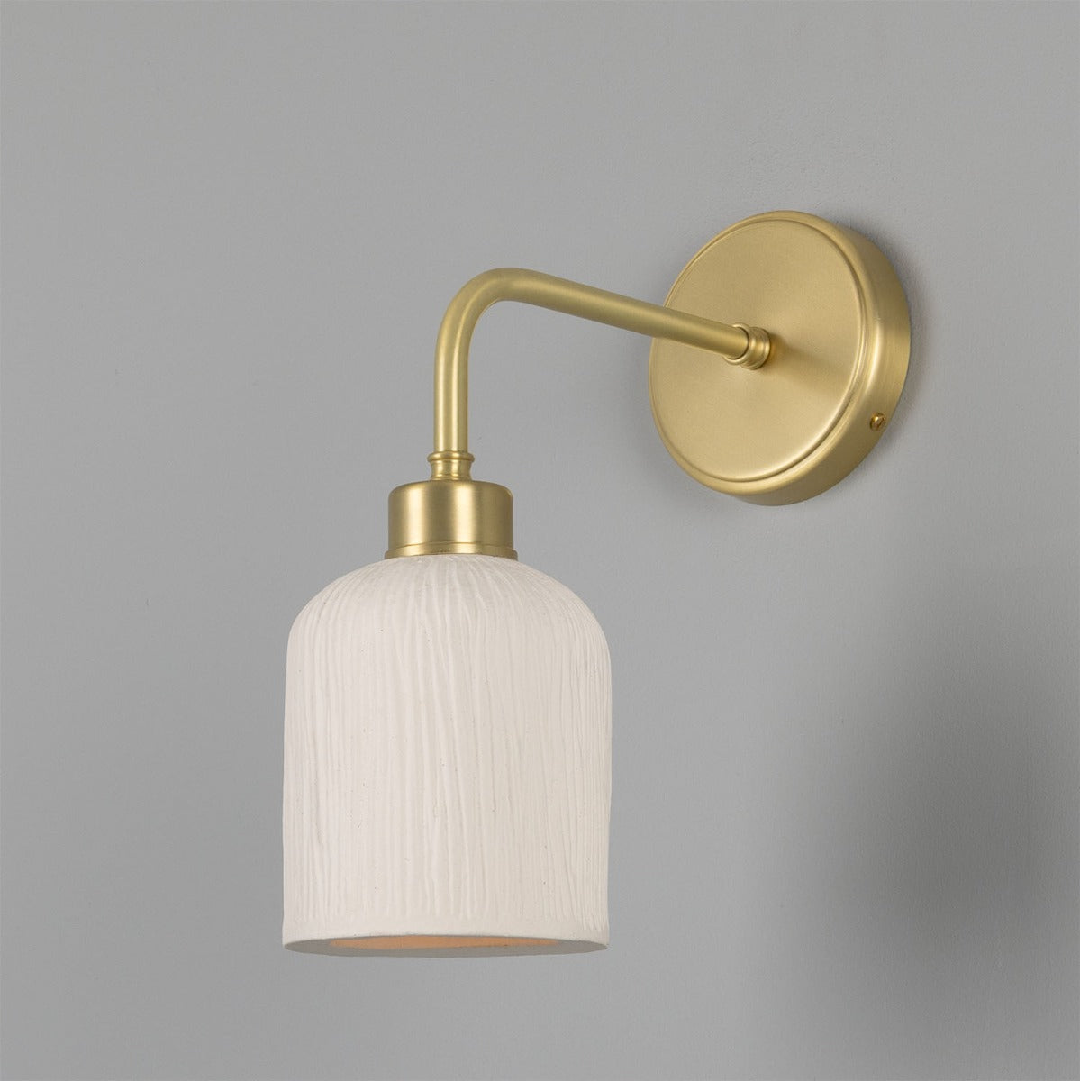 Osier Organic Ceramic Wall Light, Matte White Striped - View 8