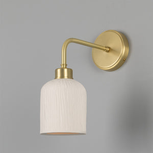 Osier Organic Ceramic Wall Light, Matte White Striped - View 8
