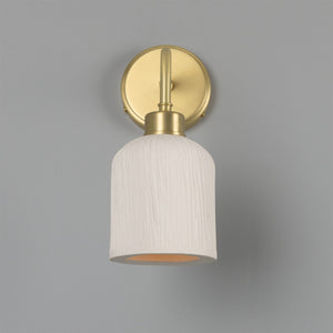 Osier Organic Ceramic Wall Light, Matte White Striped - View 10