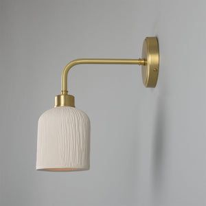 Osier Organic Ceramic Wall Light, Matte White Striped - View 12