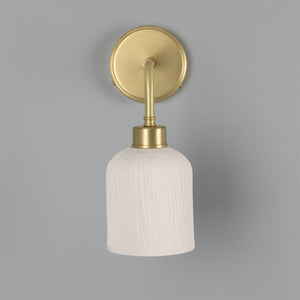Osier Organic Ceramic Wall Light, Matte White Striped - View 11