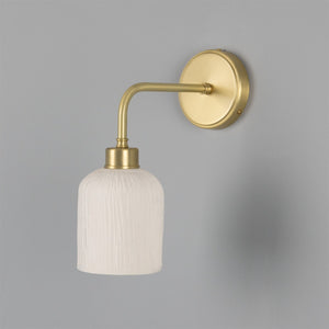 Osier Organic Ceramic Wall Light, Matte White Striped - View 9