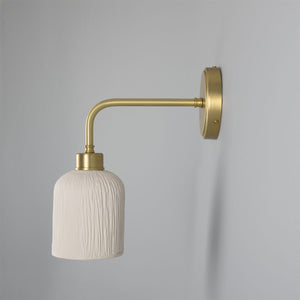 Osier Organic Ceramic Wall Light, Matte White Striped - View 13