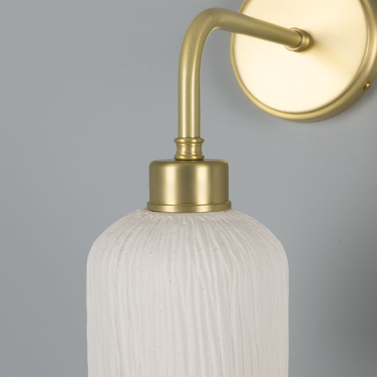 Osier Organic Ceramic Wall Light, Matte White Striped - View 14