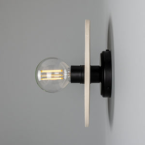 Bog Oak Organic Ceramic Disc Wall Light, Matte White Striped - View 4