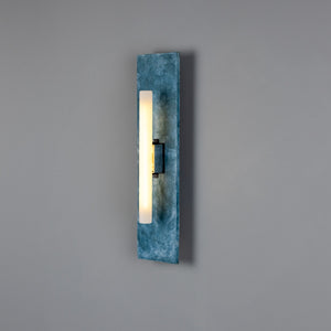 Capua Rectangular Ceramic Wall Light, Blue Earth 50cm IP20 - Main View
