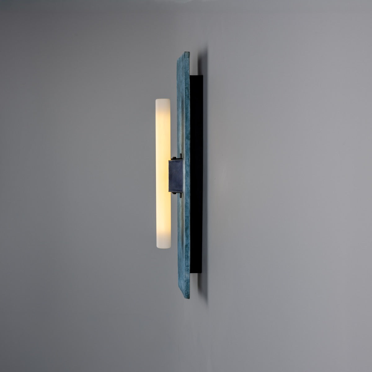 Capua Rectangular Ceramic Wall Light, Blue Earth 50cm IP20 - View 4