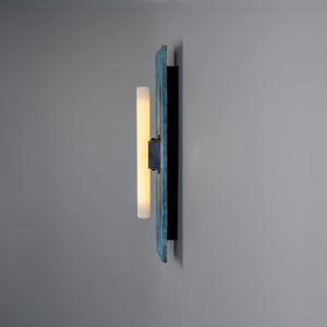Capua Rectangular Ceramic Wall Light, Blue Earth 50cm IP20 - View 4