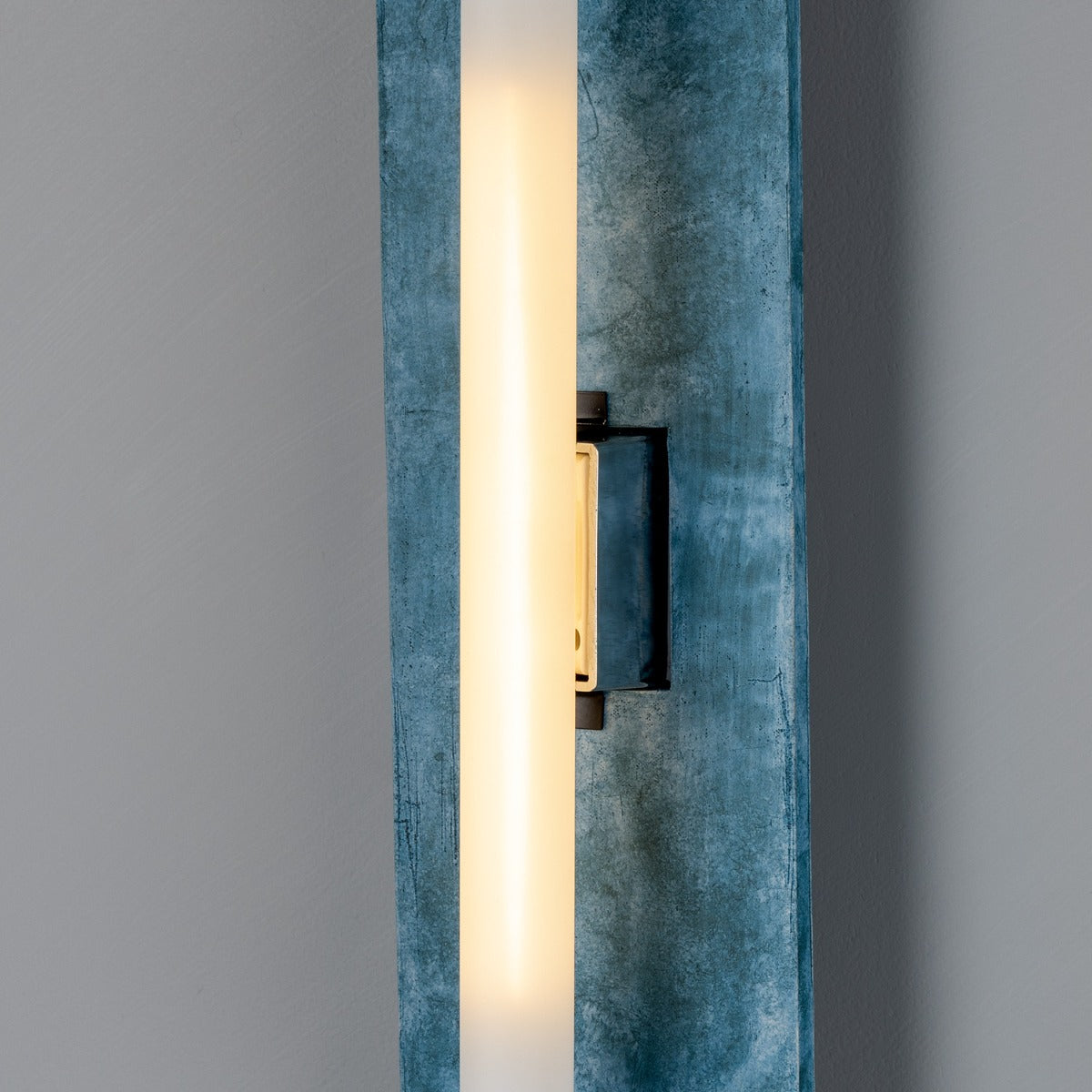 Capua Rectangular Ceramic Wall Light, Blue Earth 50cm IP20 - View 3