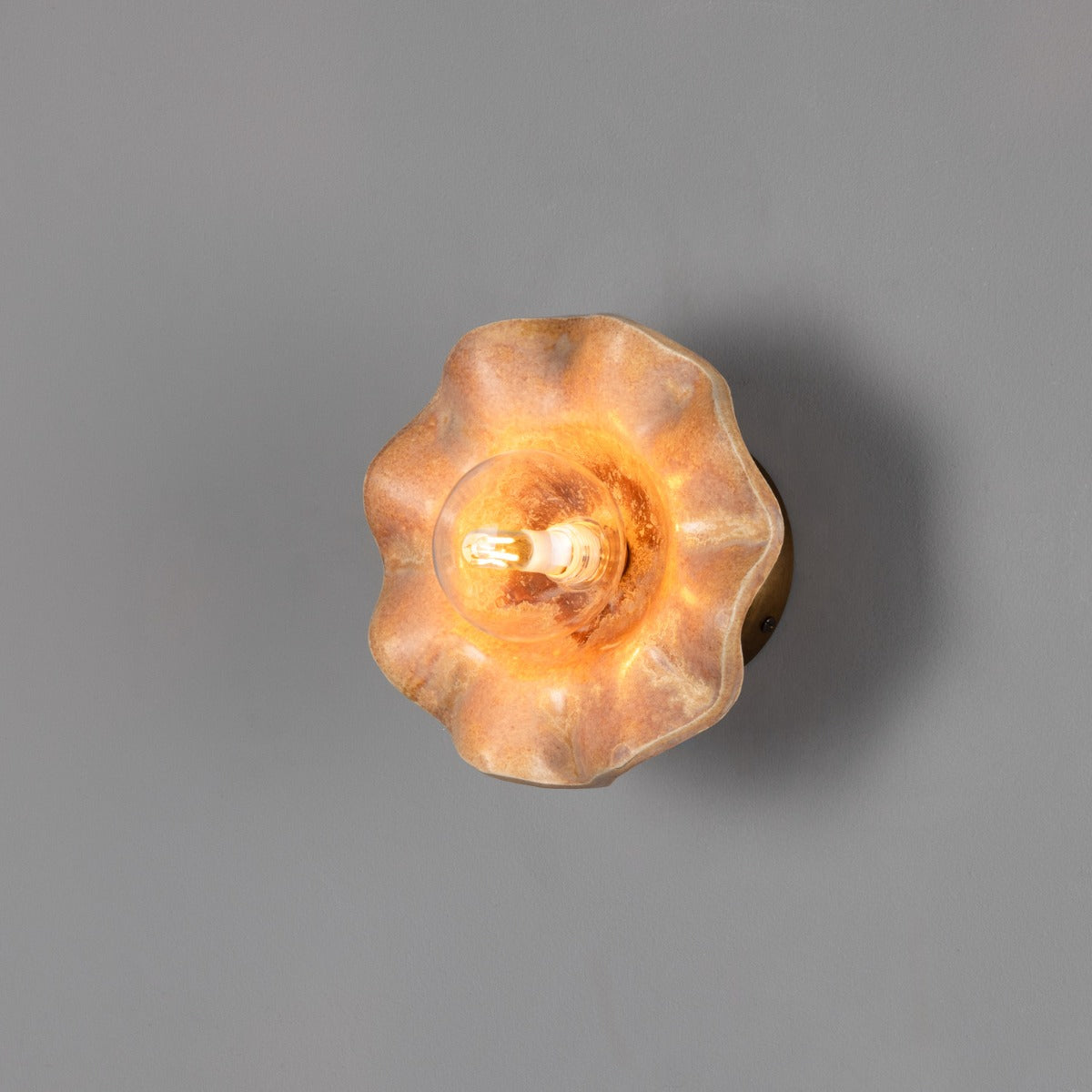 Rivale Wall Light with Wavy Ceramic Shade, Oatstone 21cm IP20 - Main View