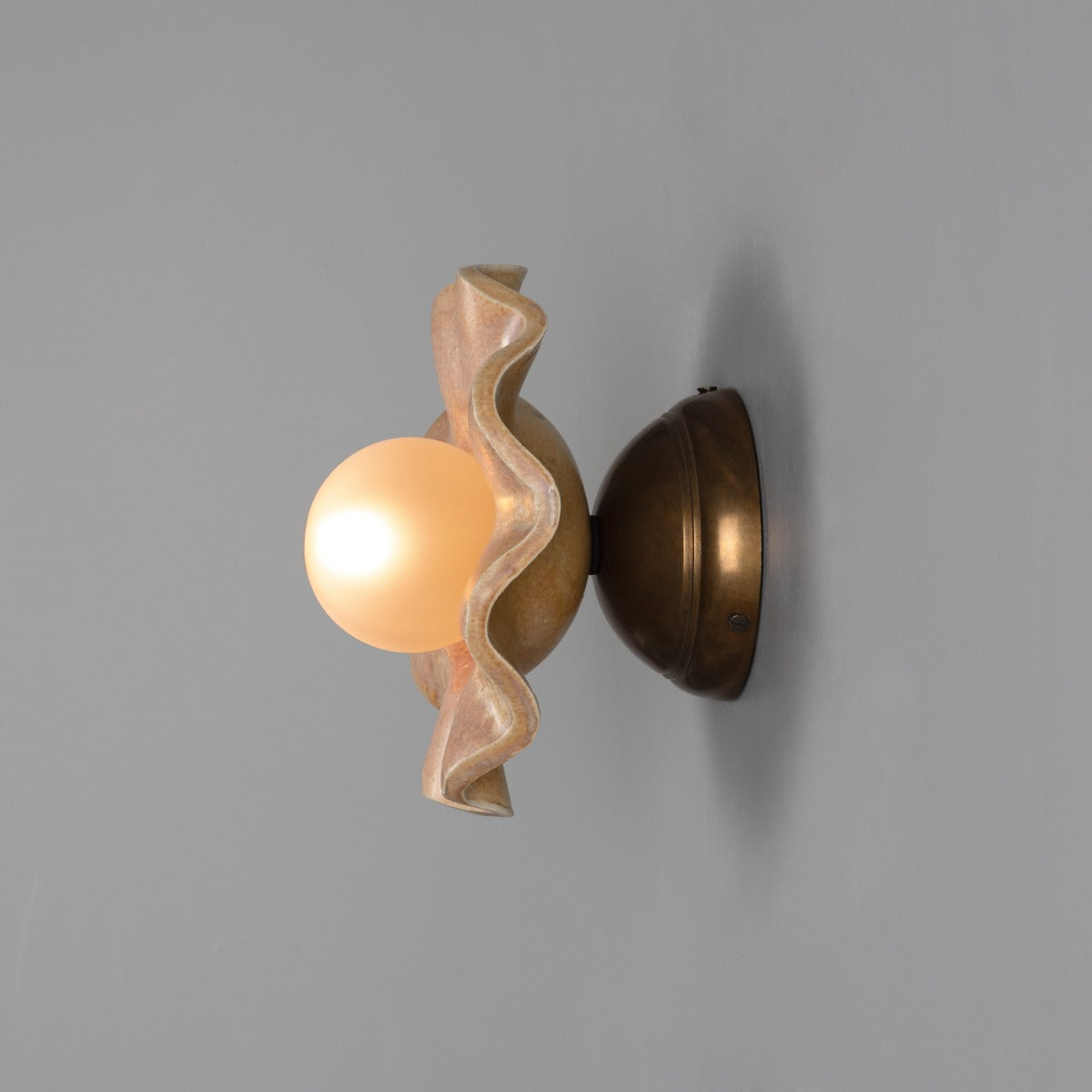 Rivale Wall Light with Wavy Ceramic Shade, Oatstone 21cm IP20 - View 7