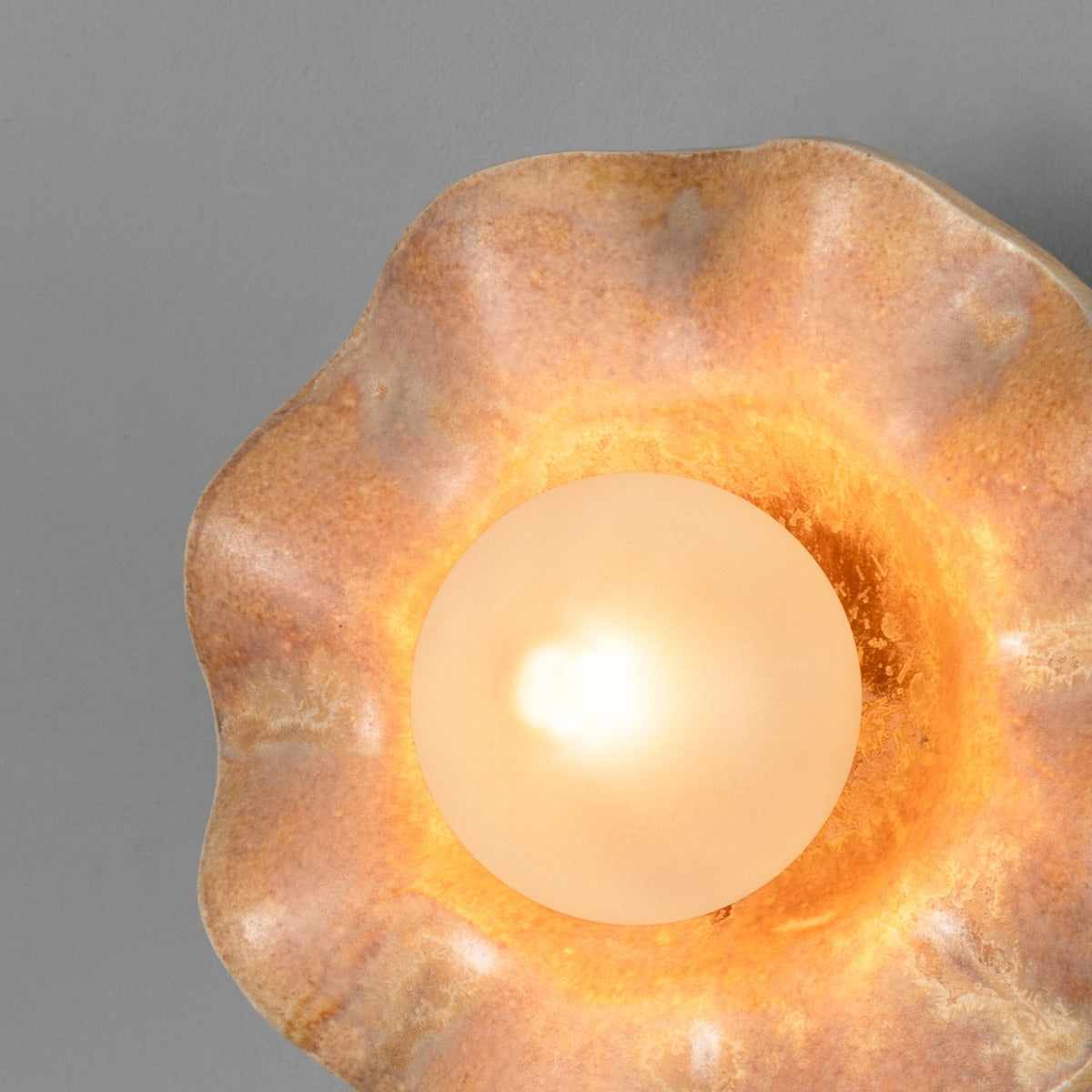 Rivale Wall Light with Wavy Ceramic Shade, Oatstone 21cm IP20 - View 8
