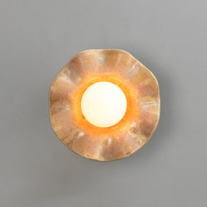 Rivale Wall Light with Wavy Ceramic Shade, Oatstone 21cm IP20 - View 10