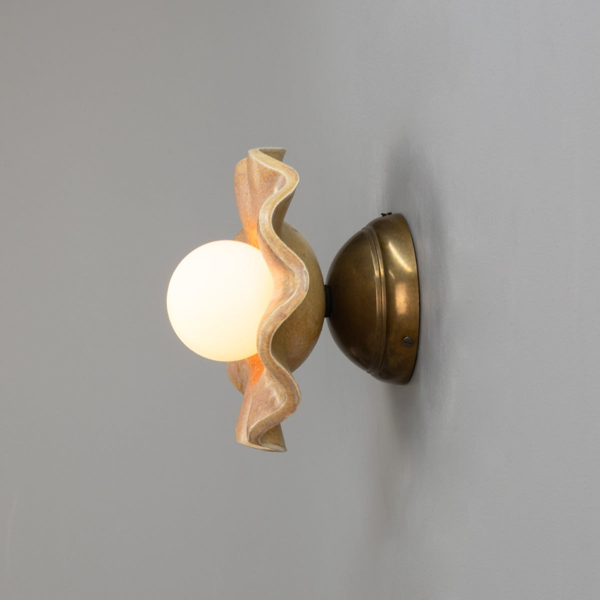 Rivale Wall Light with Wavy Ceramic Shade, Oatstone 21cm IP20 - View 11