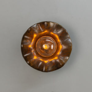 Rivale Wall Light with Wavy Ceramic Shade, Rust Iron 21cm IP20 - View 2