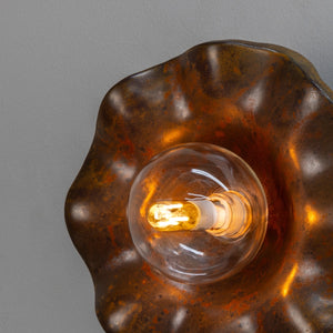 Rivale Wall Light with Wavy Ceramic Shade, Rust Iron 21cm IP20 - View 4