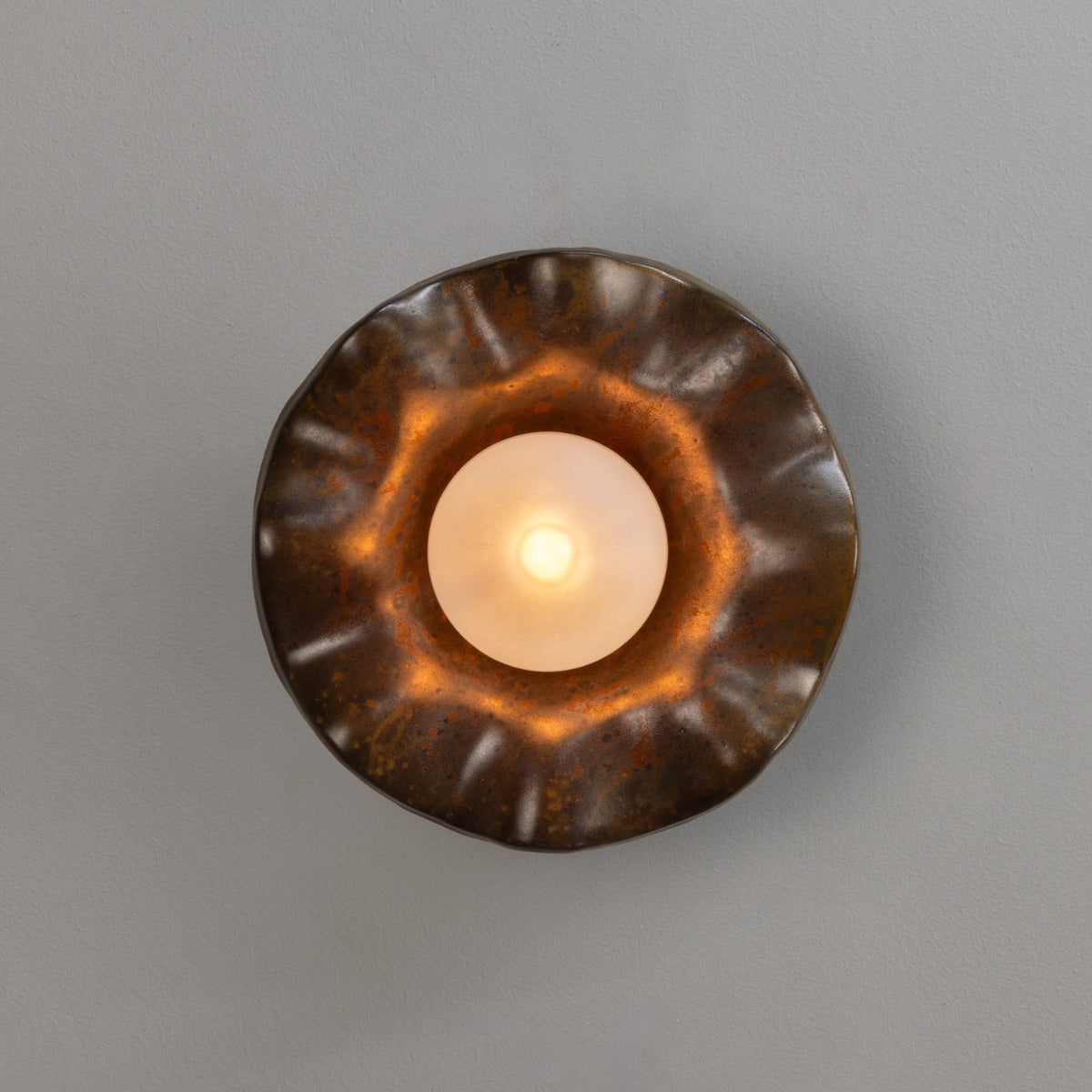 Rivale Wall Light with Wavy Ceramic Shade, Rust Iron 21cm IP20 - View 5