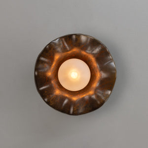 Rivale Wall Light with Wavy Ceramic Shade, Rust Iron 21cm IP20 - View 5