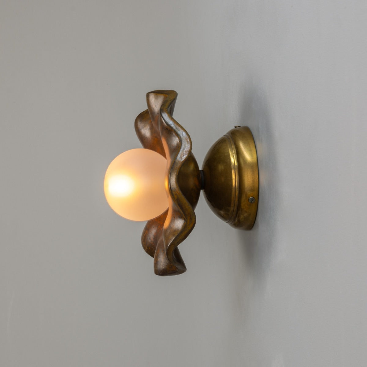 Rivale Wall Light with Wavy Ceramic Shade, Rust Iron 21cm IP20 - View 6
