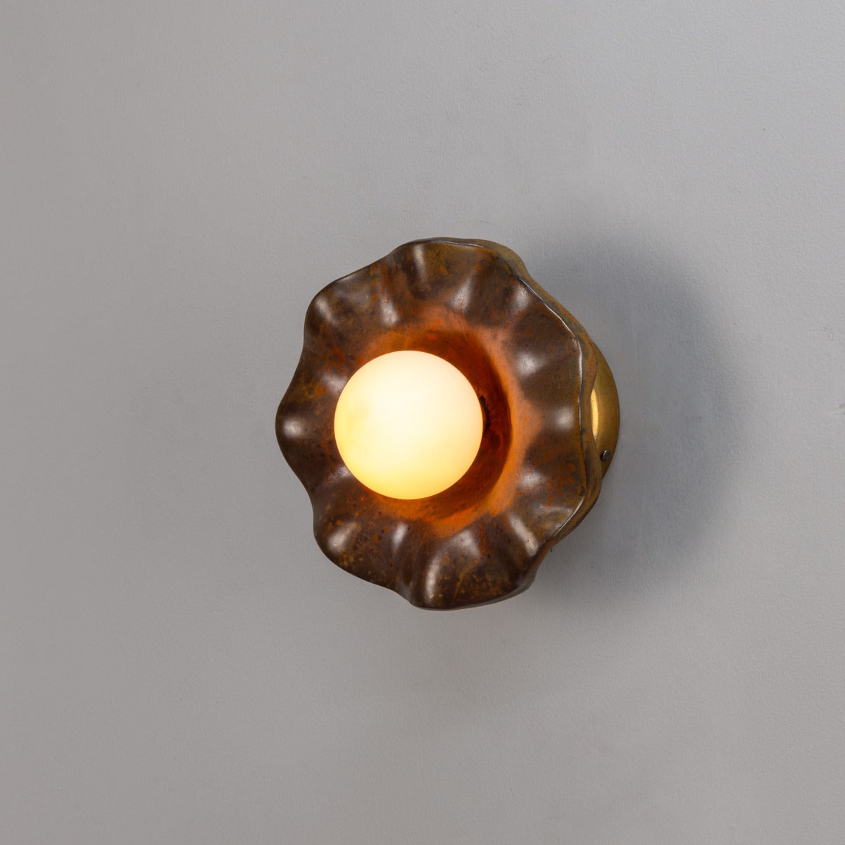 Rivale Wall Light with Wavy Ceramic Shade, Rust Iron 21cm IP20 - View 12