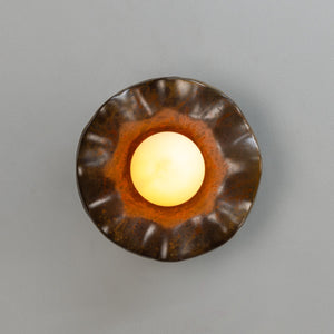 Rivale Wall Light with Wavy Ceramic Shade, Rust Iron 21cm IP20 - View 9