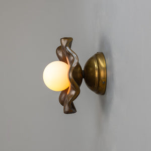 Rivale Wall Light with Wavy Ceramic Shade, Rust Iron 21cm IP20 - View 10
