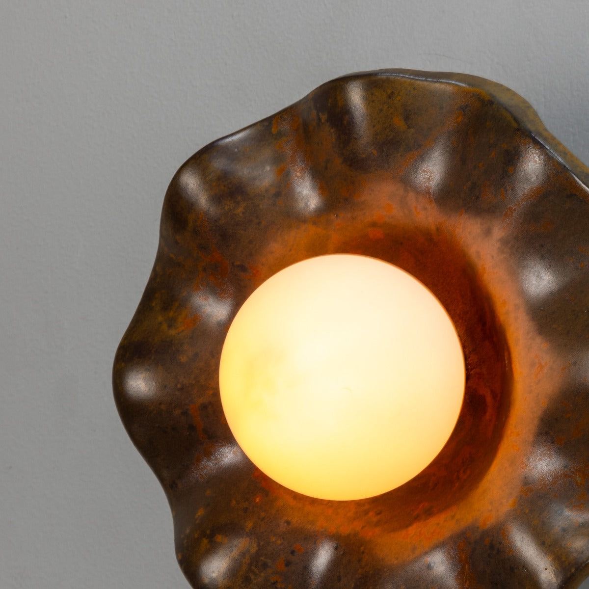 Rivale Wall Light with Wavy Ceramic Shade, Rust Iron 21cm IP20 - View 11