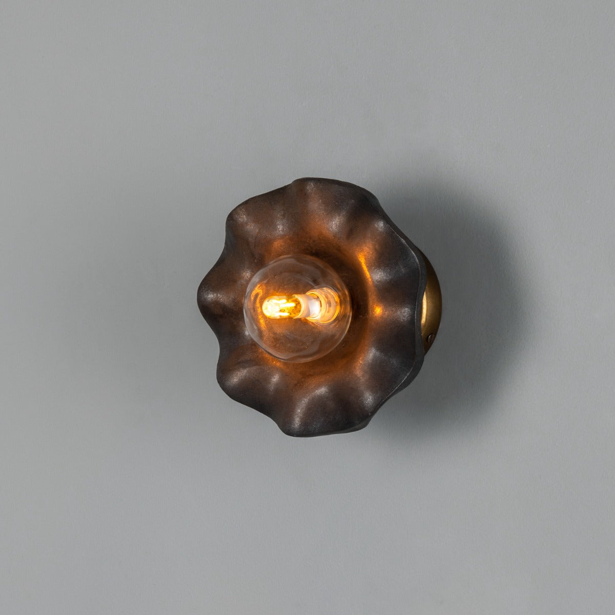 Rivale Wall Light with Wavy Ceramic Shade, Metallic Earth 21cm IP20 - Main View
