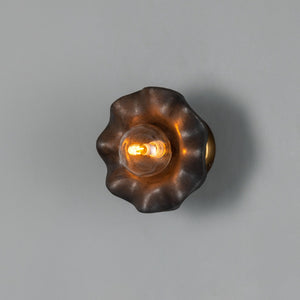 Rivale Wall Light with Wavy Ceramic Shade, Metallic Earth 21cm IP20 - Main View