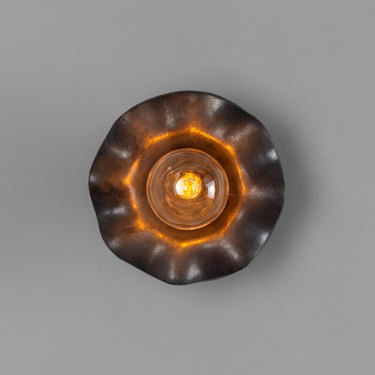 Rivale Wall Light with Wavy Ceramic Shade, Metallic Earth 21cm IP20 - View 2