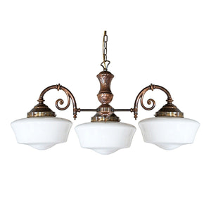 Clones 1920's Schoolhouse Three-Arm Chandelier - View 3