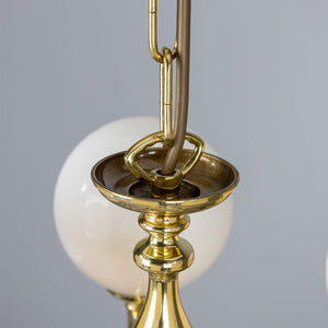Ben Ornate Brass Chandelier with Opal Glass Globes, Five-Arm - View 11