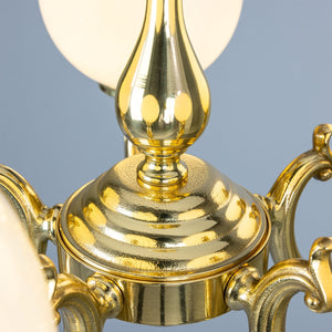 Ben Ornate Brass Chandelier with Opal Glass Globes, Five-Arm - View 6