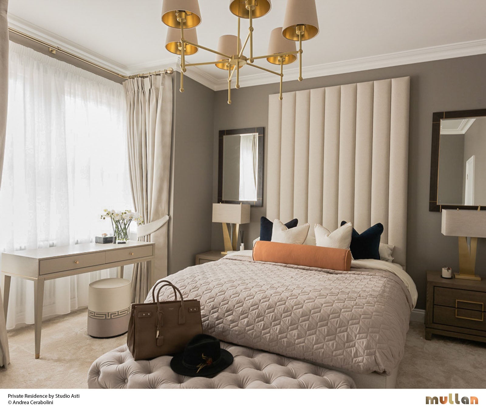 California Modern Brass Chandelier, Six-Arm - View 11