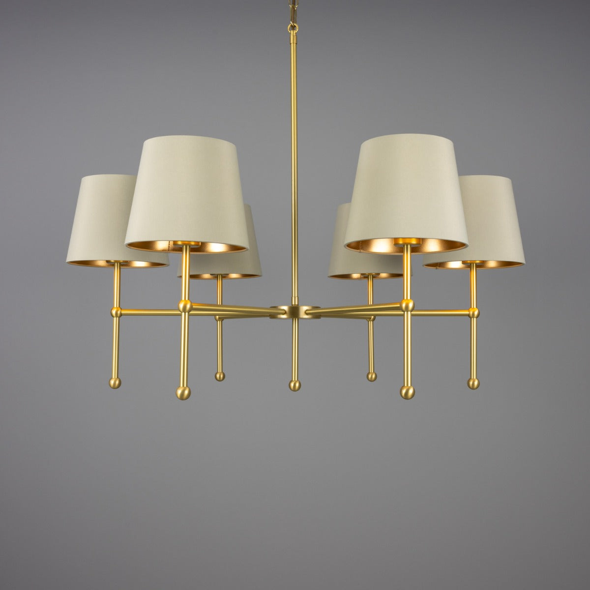 California Modern Brass Chandelier, Six-Arm - View 1
