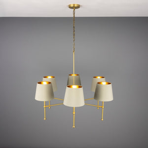 California Modern Brass Chandelier, Six-Arm - View 2