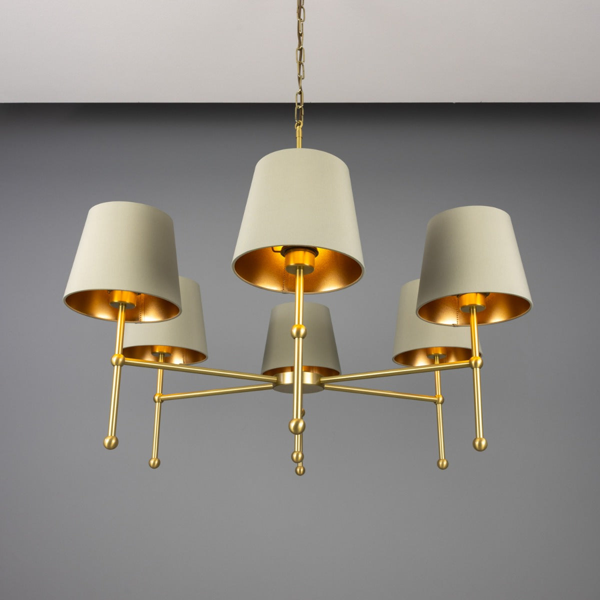 California Modern Brass Chandelier, Six-Arm - View 3