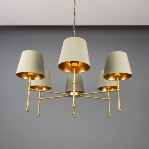 California Modern Brass Chandelier, Six-Arm - View 3