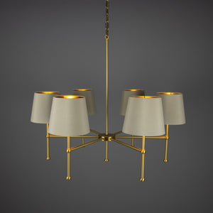 California Modern Brass Chandelier, Six-Arm - View 4