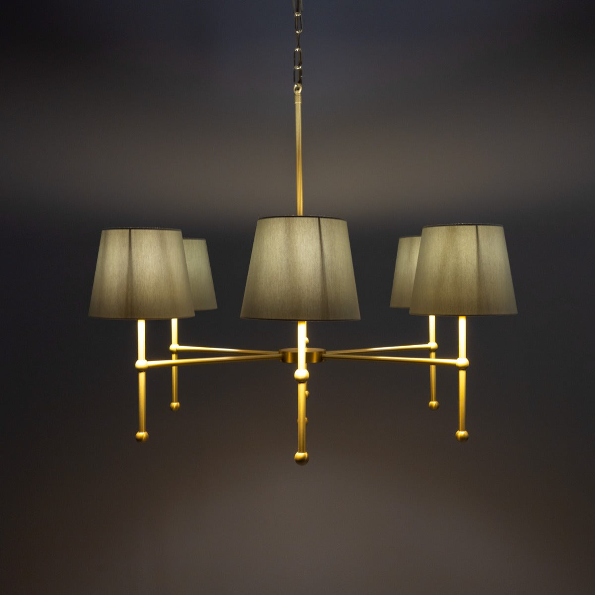 California Modern Brass Chandelier, Six-Arm - View 5