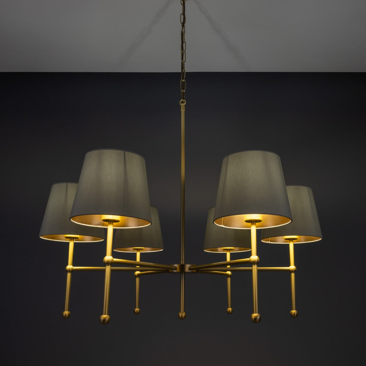 California Modern Brass Chandelier, Six-Arm - View 8