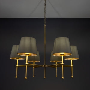 California Modern Brass Chandelier, Six-Arm - View 8