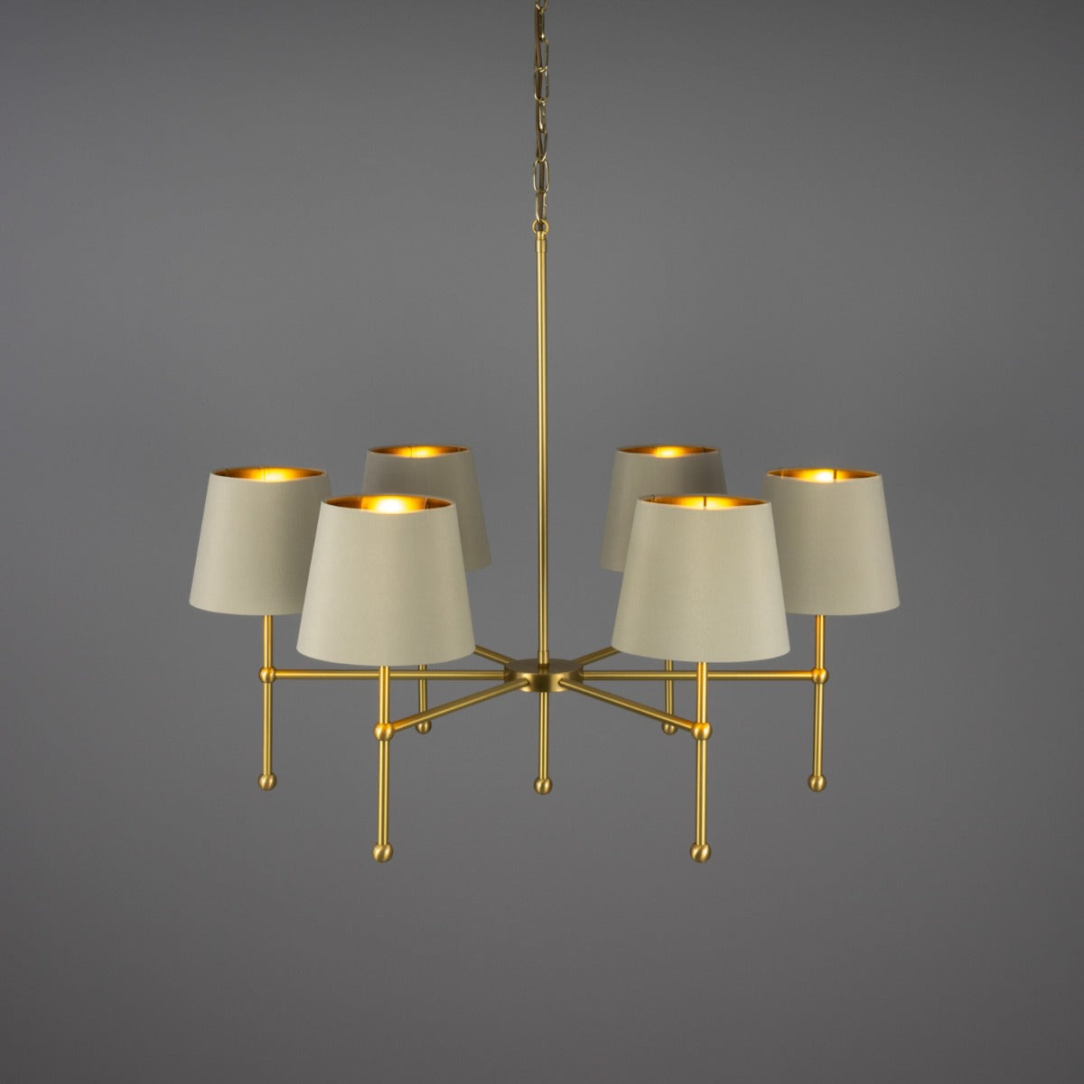 California Modern Brass Chandelier, Six-Arm - View 9