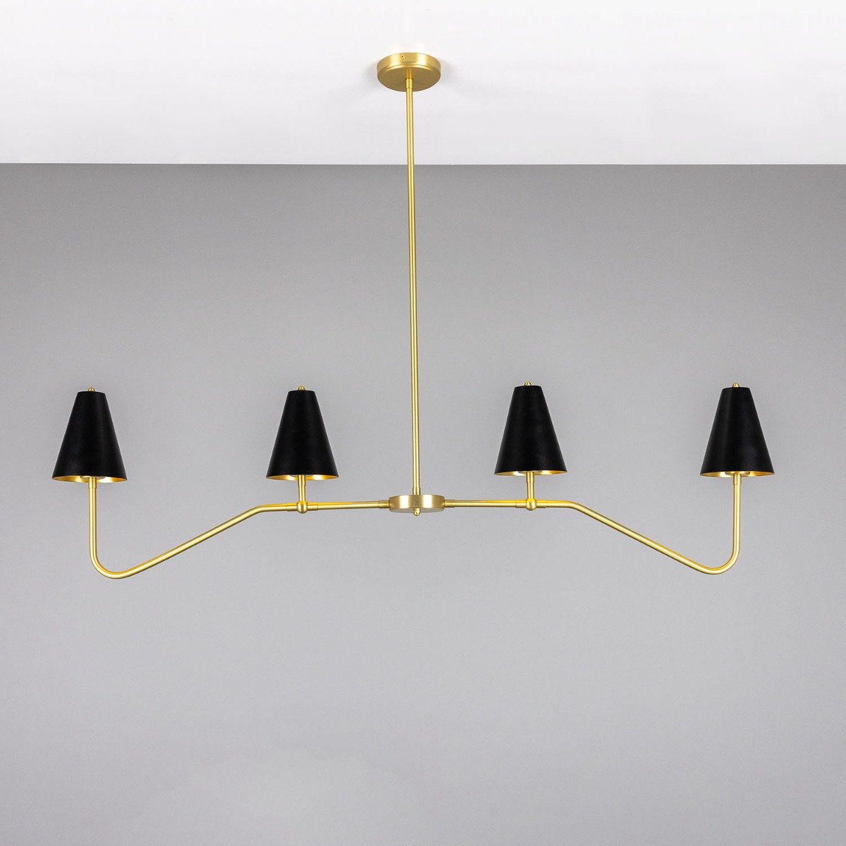 Salvador Island Bar Chandelier with Brass Shades - Main View