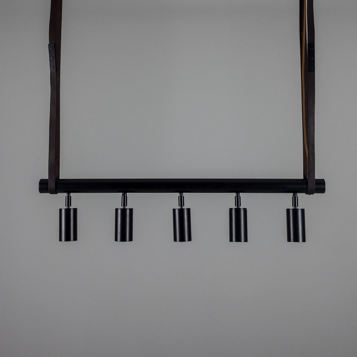 Holmes Linear Island Pendant with Leather Straps, Five-Light - View 22