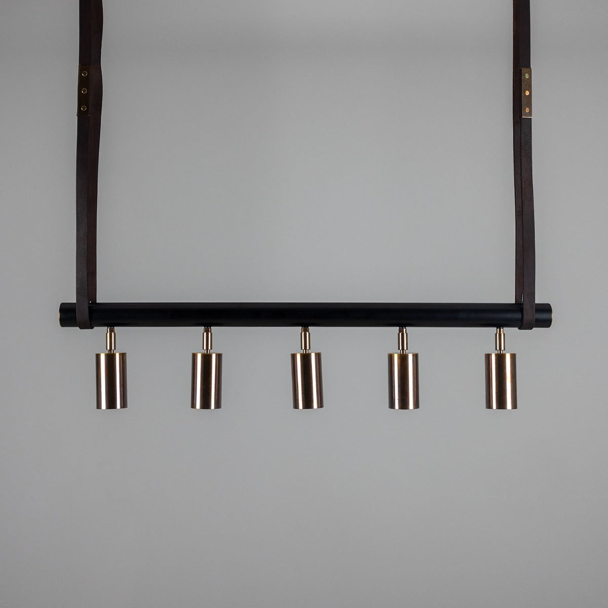 Holmes Linear Island Pendant with Leather Straps, Five-Light - View 13