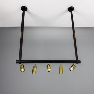 Holmes Linear Island Pendant with Leather Straps, Five-Light - View 2
