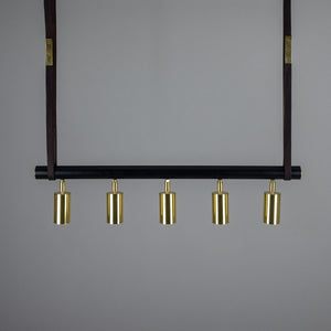 Holmes Linear Island Pendant with Leather Straps, Five-Light - View 4