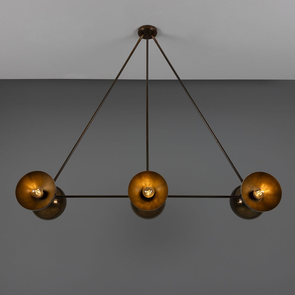 Eclipse Brass Dome Chandelier, Six-Light - View 3